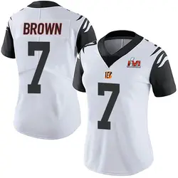 Nike Jon Brown Cincinnati Bengals Women's Limited White Color Rush Vapor Untouchable Super Bowl LVI Bound Jersey