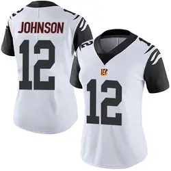 Nike Tyron Johnson Cincinnati Bengals Women's Limited White Color Rush Vapor Untouchable Jersey